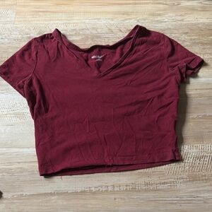 Wild Fable Red Fitted Crop T-Shirt Short Sleeve